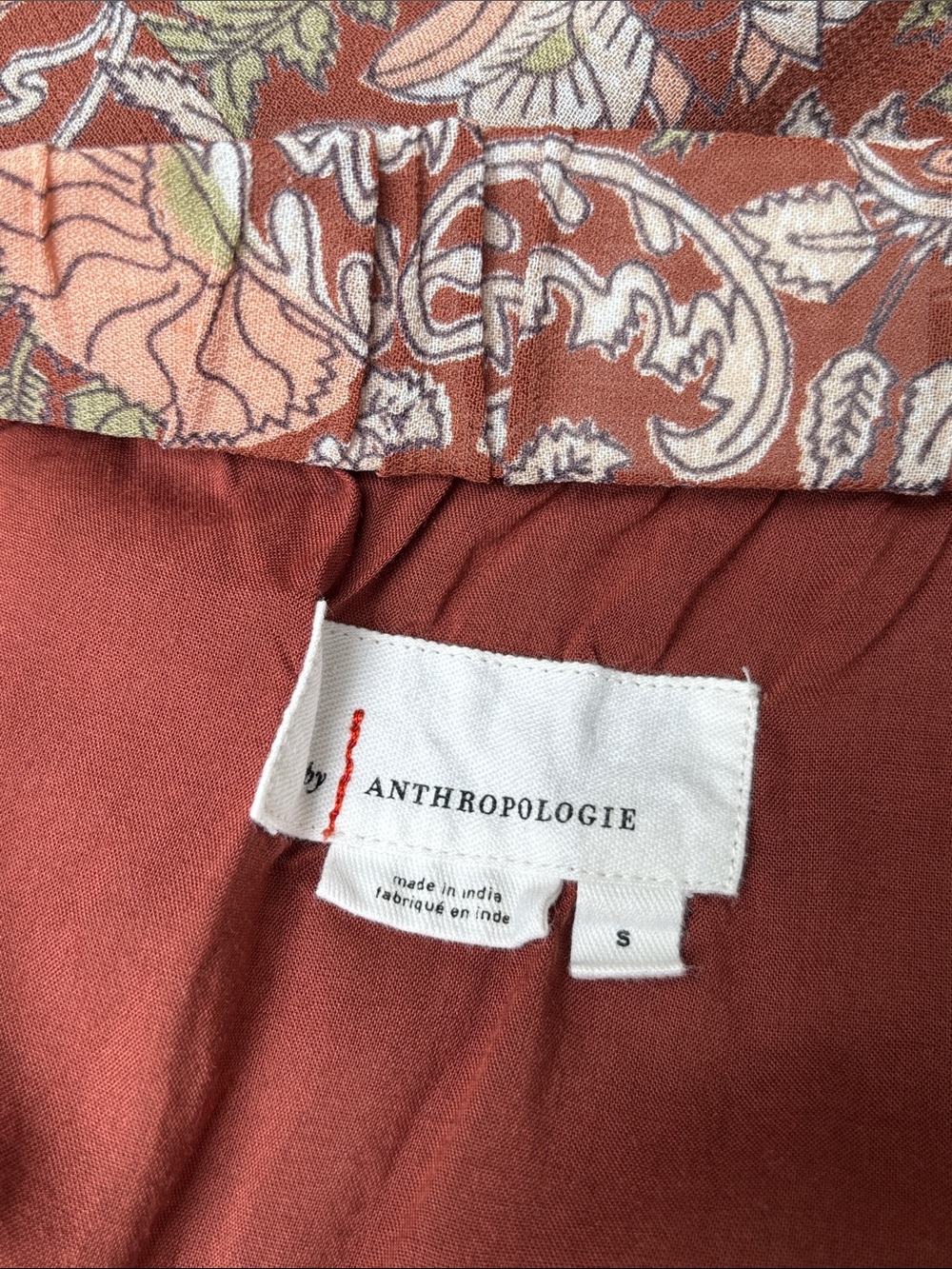 ANTHROPOLOGIE | Light Brown Luca Mini Floral Paisley Boho‎ Wrap Skirt | Size S - Picture 8 of 8